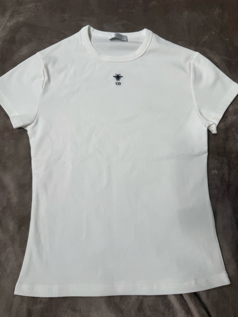 Dior White Men's Tee with Subtle Embroidered Motif